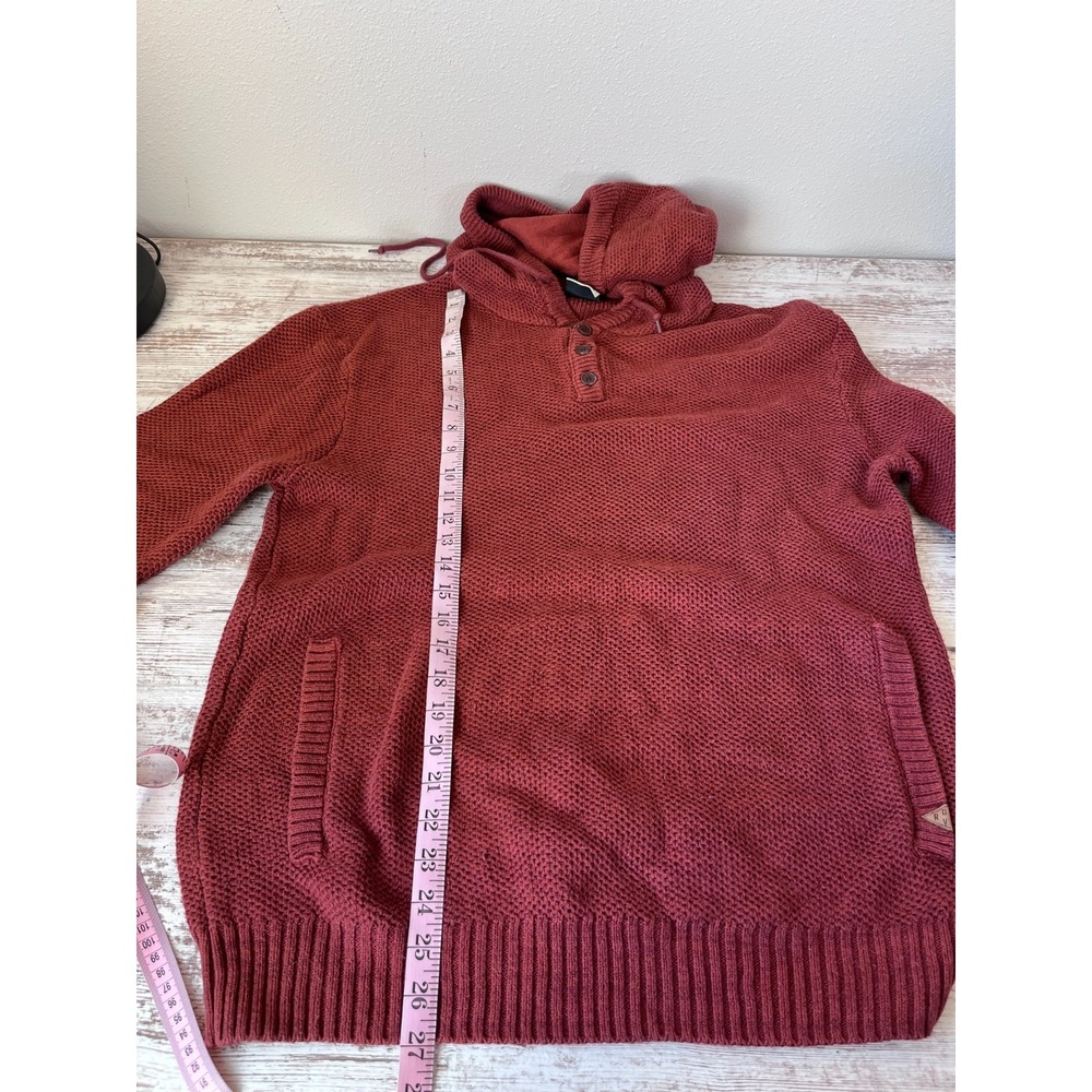 DRAVUS XL Mens Sweater Hoodie Red Rust Pullover Raglan Zumiez (FLAW on pocket)